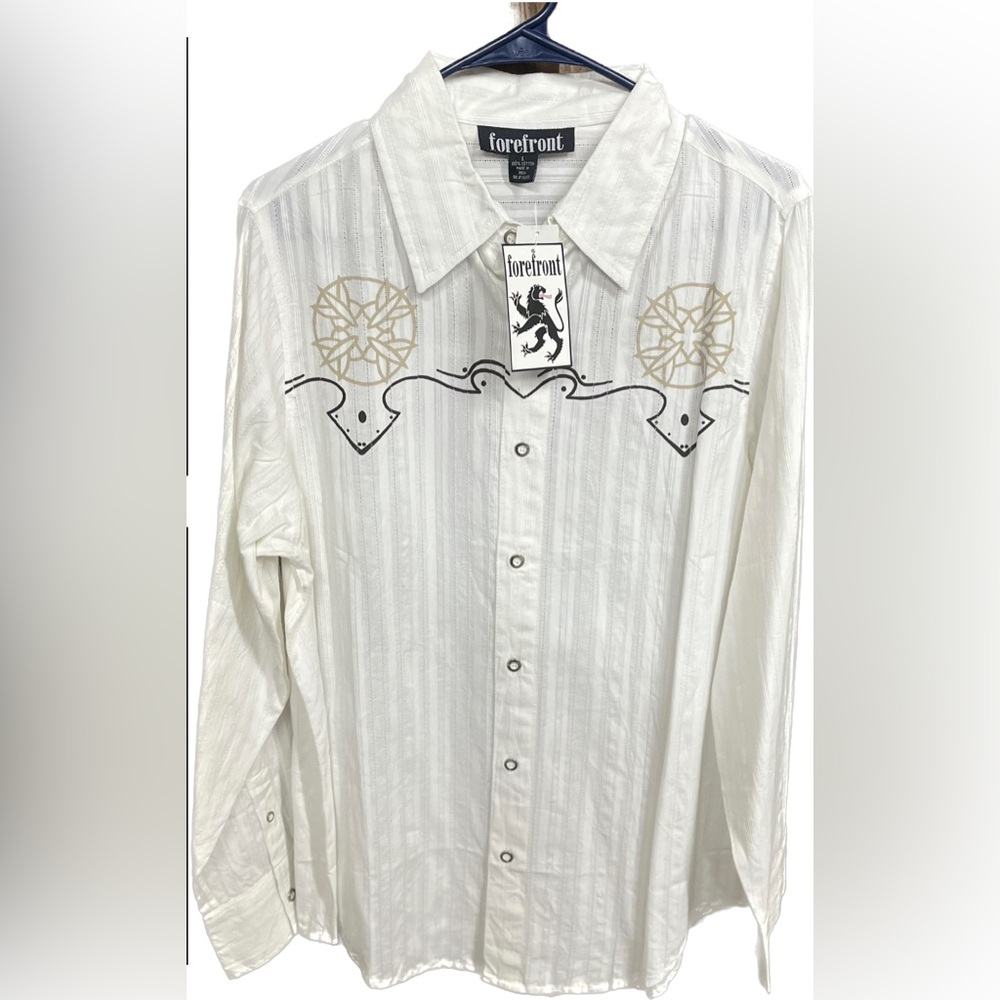 Forefront Western Country
Button Down Shirt, New NWT
Rare White 100% Cotton Lg.